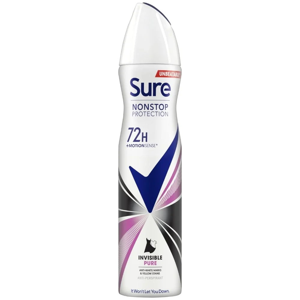Sure Nonstop Protection 72h Invisible Pure Anti-Perspirant Deodorant Spray 250ml
