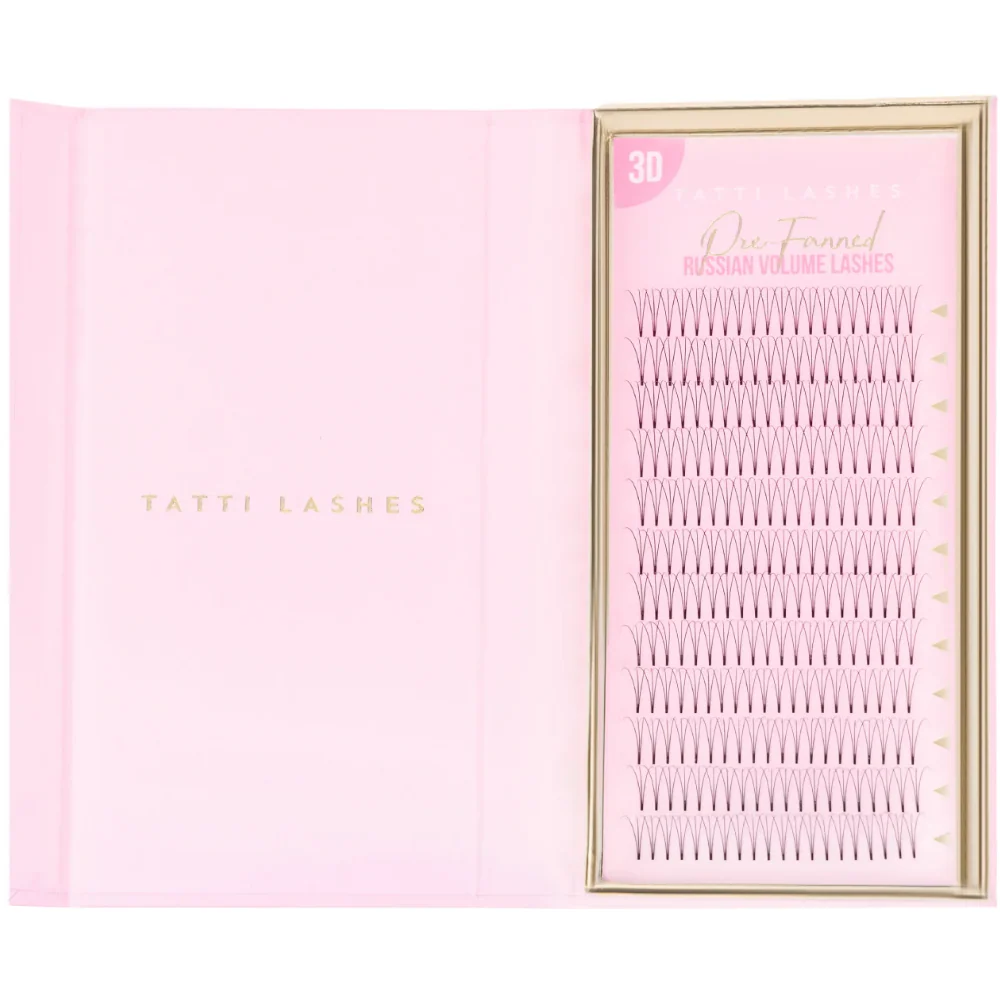 Tatti Lashes 12mm D Curl Pre-Fanned Russian Volume 3D Individual Lashes Black - Image 2