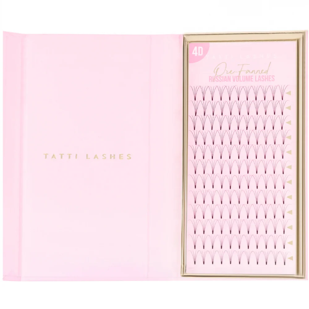 Tatti Lashes 14mm D Curl Pre-Fanned Russian Volume 4D Individual Lashes Black - Image 2