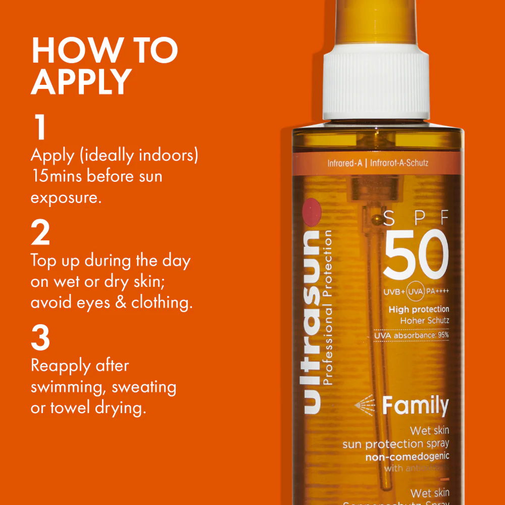 Ultrasun Family Wet Skin Sun Protection Spray PA++++ SPF50 200ml - Image 2