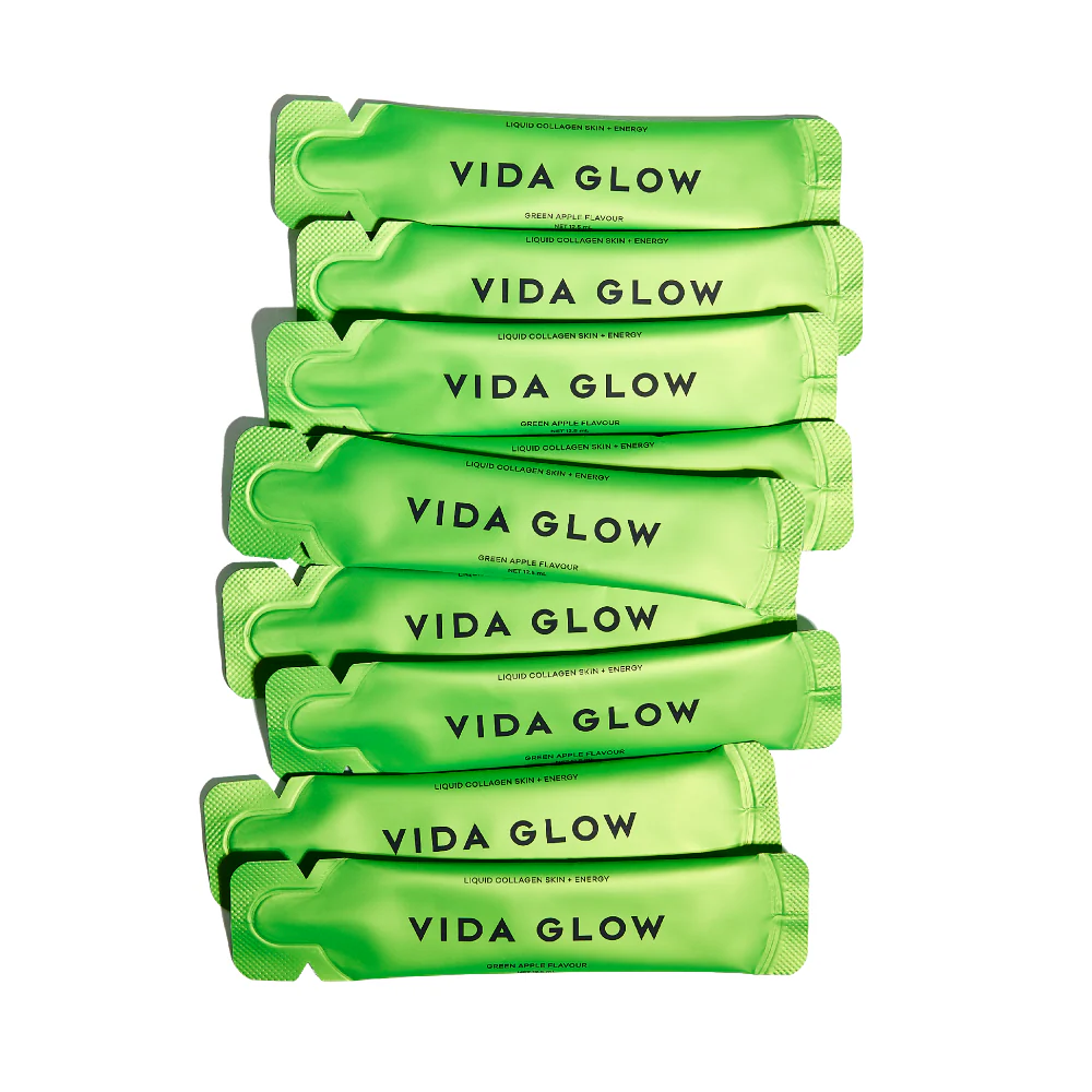 Vida Glow Liquid Collagen Skin + Energy Supplement Green Apple Sachets x15 - Image 2