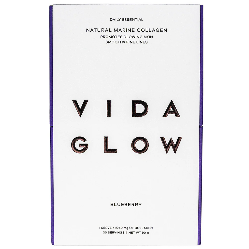 Vida Glow Natural Marine Collagen Supplement Blueberry Sachets x30