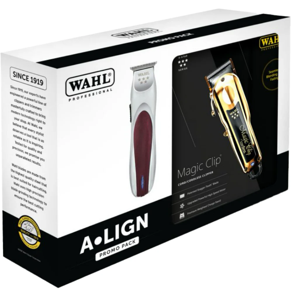 Wahl Professional Gold 5 Star Cordless Magic Clipper & A-Lign Hair Trimmer Duo