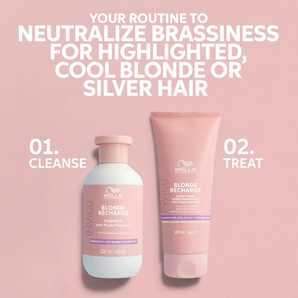 Wella Professionals Invigo Blonde Recharge Colour Refreshing Shampoo 300ml & Cool Conditioner 200ml Twin - Image 5
