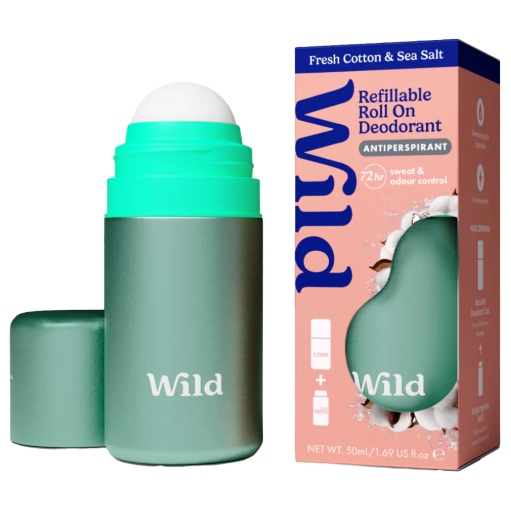 Wild Aqua Case & Fresh Cotton + Sea Salt Antiperspirant Deodorant Roll-On Starter Pack