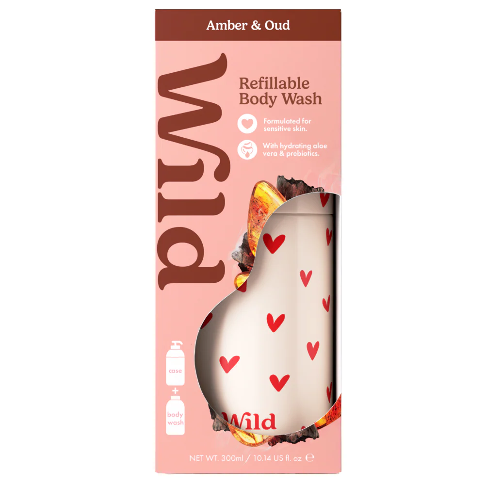 Wild Love Heart Body Wash Case + Amber & Oud Body Wash Refill 300ml