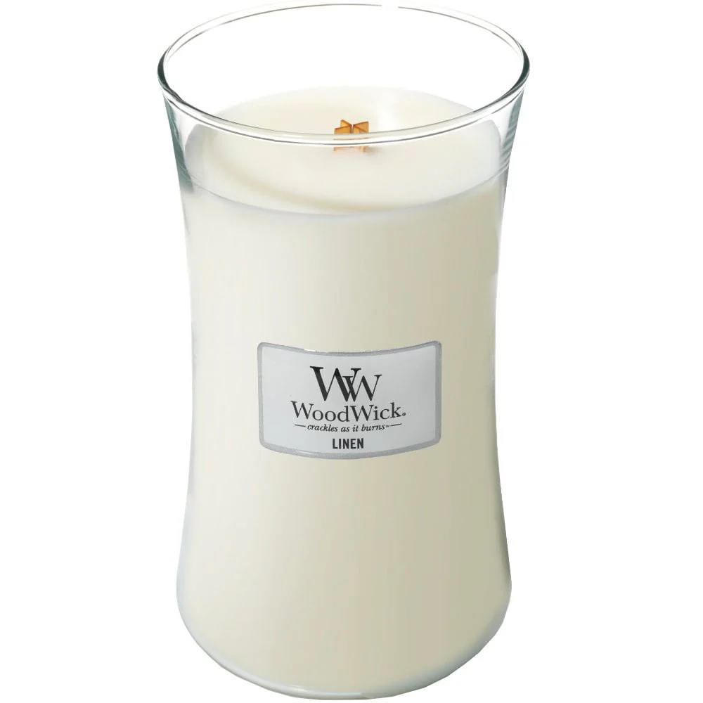 Woodwick Linen Large Hourglass Jar Candle